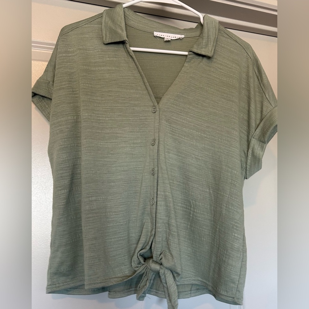 Jane and Delancey Sage Green Button-Down Shirt